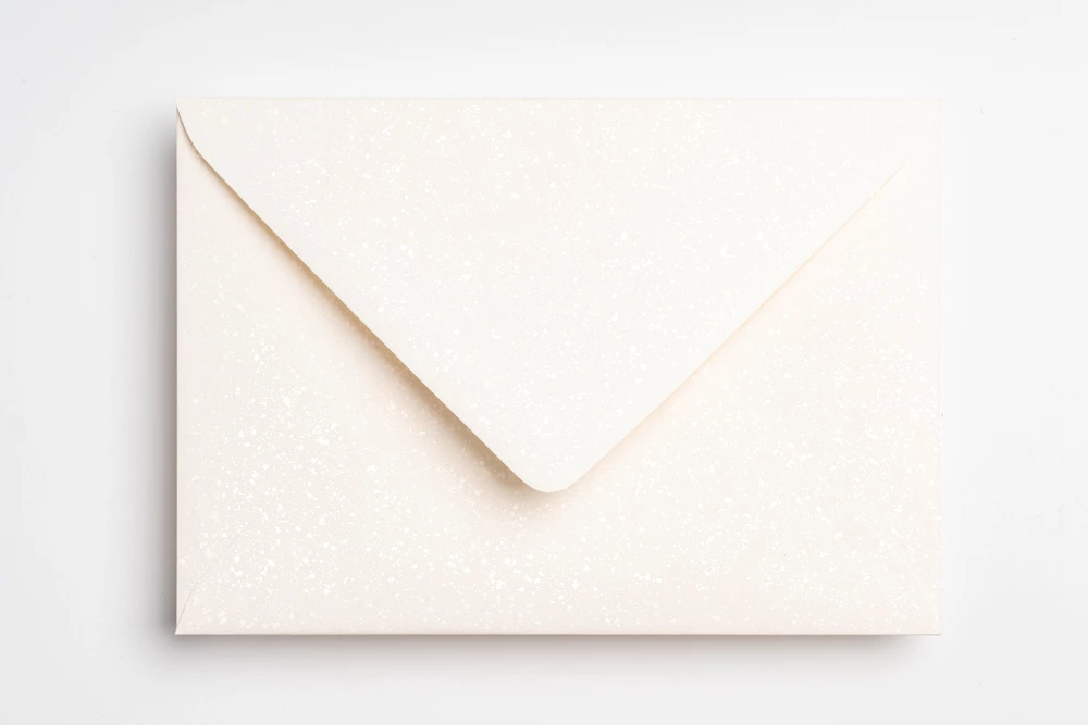 Envelop Metallic Wit Glimmend Glitter