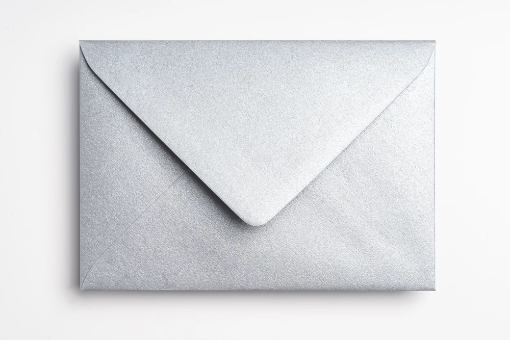 Envelop Metallic Zilveren Glimmend Glitter