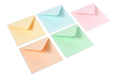 pastel colored envelopes